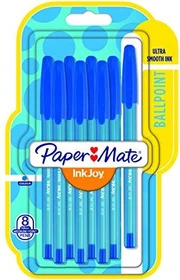 Paper Mate InkJoy 100 ST M Kugelschreiber (Mine) blau/transparent, 8er-Pack, Blister