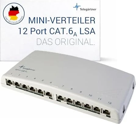 Telegärtner Patchpanel, 12-Port, Cat6a, grau