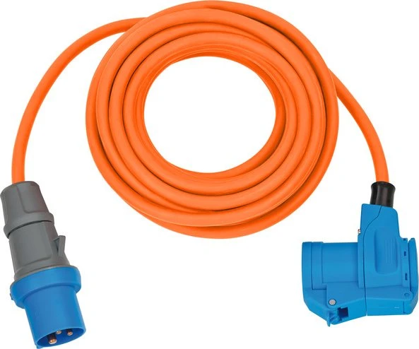Brennenstuhl CEE Camping-Verlängerungskabel IP44 orange, mit CEE-Winkelkupplung und Schuko-Kombisteckdose, 10m
