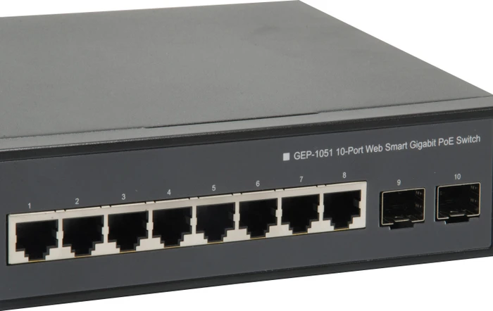 LevelOne GEP Desktop Gigabit Smart Switch, 8x RJ-45, 2x SFP, 70W PoE+