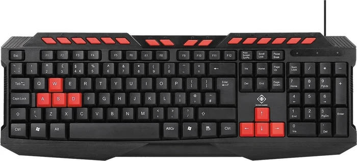 Deltaco Gaming Keyboard, schwarz/rot, USB, UK