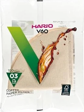 Hario V60 Filtertüten 03 M braun, 100 Stück