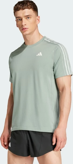 adidas Own The Run 3-Streifen Laufshirt kurzarm silver green (Herren)
