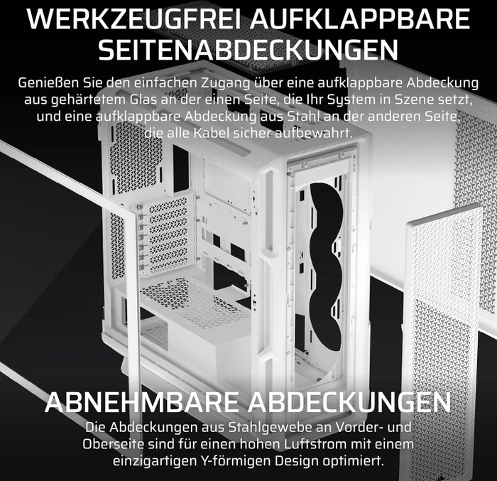 Corsair iCue 5000T TG, weiß, Glasfenster