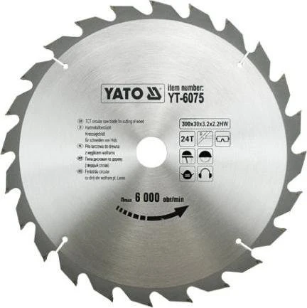 Yato YT-6075 HM Kreissägeblatt 24Z, 300x2.2x30mm, 1 Stück