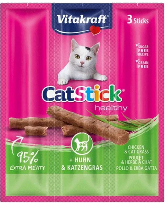 Vitakraft CatStick Classic Huhn & Katzengras, 18g (3x 6g)