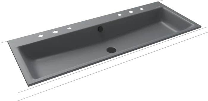 Kaldewei Puro Einbau-Doppelwaschtisch 120x46cm mit 2x3 Hahnlochbohrung, Perl-Effekt, cool grey 70
