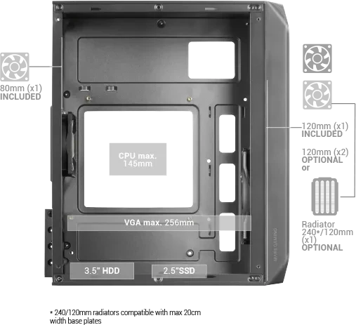 Mars Gaming MCS2, schwarz, Acrylfenster