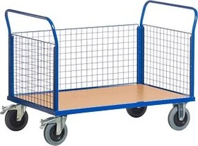 Rollcart Gitter-Dreiwand Transportwagen 100x68cm blau