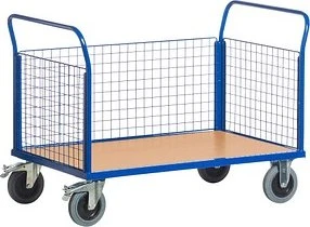 Rollcart Gitter-Dreiwand Transportwagen 100x68cm blau