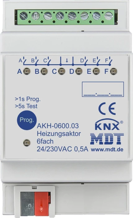 MDT Heizungsaktor AKH 6-fach, 24-230VAC, 3TE REG, Heizungssteuerung