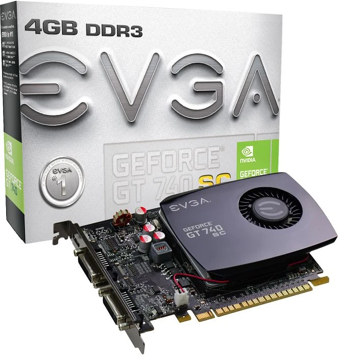 EVGA GeForce GT 740 SuperClocked [Single-Slot], 4GB DDR3, 2x DVI, Mini HDMI