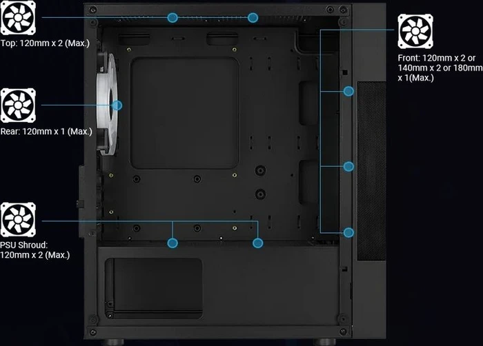 AeroCool Atomic Lite [V1], Lüfter LED Fixed RGB, Glasfenster