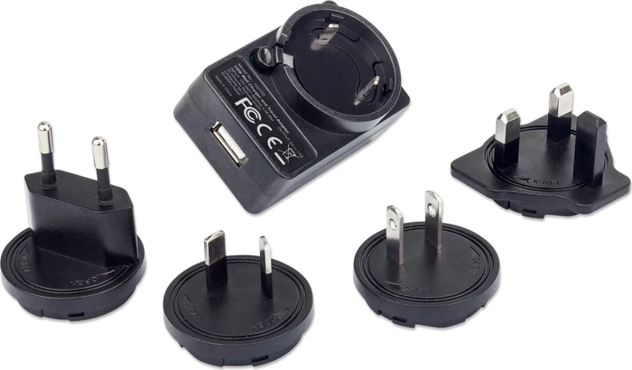 Manhattan USB-Ladegerät und Reiseadapter schwarz