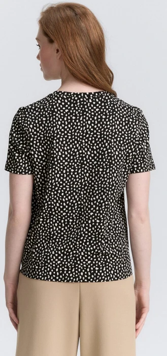 Tom Tailor Knoten-Detail T-Shirt kurzarm black white dotted print (Damen)