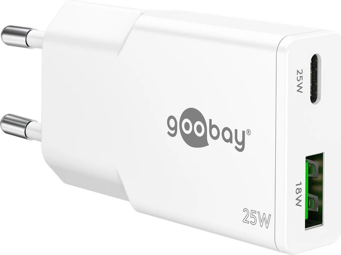 Wentronic Goobay USB-C PD GaN Dual-Schnellladegerät (25W) weiß