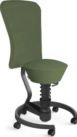 Aeris Swopper Work New Edition Bürohocker mit Rollen und Lehne, Feder Low, Gestell Alu schwarz, Bezug Mikrofaser Comfort grün
