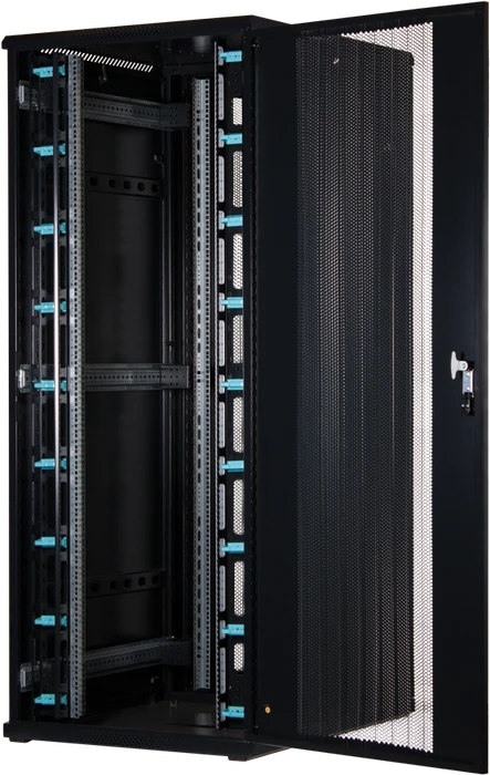 Rockstable 19" Serverschrank 42HE, Gitternetztür, IP2X, schwarz, 1000mm tief