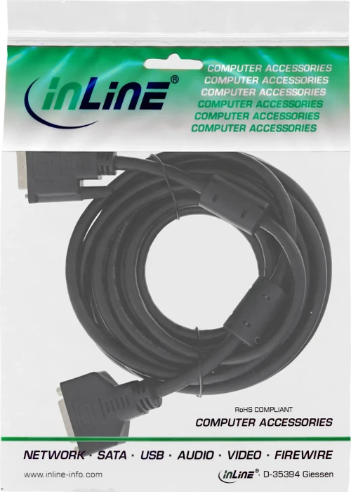 InLine Dual Link DVI Kabelverlängerung mit Ferrit 3m