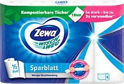Zewa Wisch & Weg Sparblatt Küchenrolle 2-lagig weiß, 4 Rollen