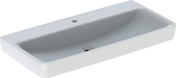 Geberit Renova Plan Waschtisch 100cm, Hahnloch mittig, ohne Überlauf, weiß