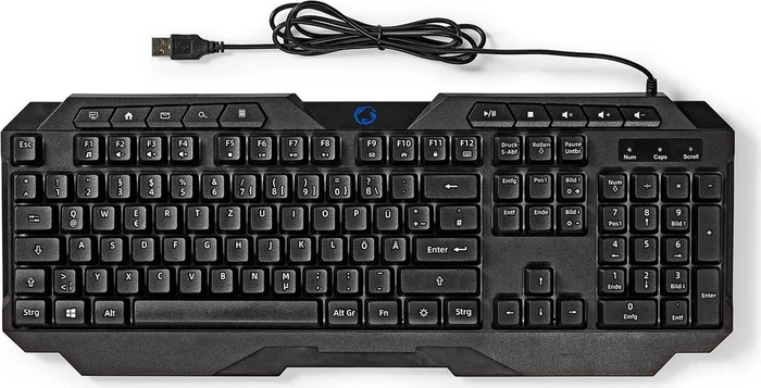 Nedis Gaming Tastatur, LEDs RGB, schwarz, USB, DE
