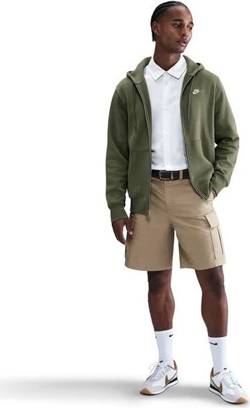 Nike Club Fleece FZ Hoodie medium olive/white (Herren)