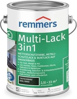 Remmers Multi-Lack 3in1 Metallschutzmittel tiefschwarz (RAL9005), 2.5l