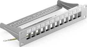 deleyCON Patchpanel für Keystone Module 10", 1HE, 12-Port, 10", 1HE, grau