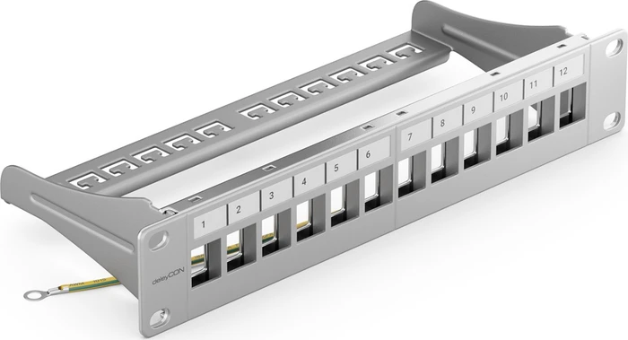 deleyCON Patchpanel für Keystone Module 10", 1HE, 12-Port, 10", 1HE, grau