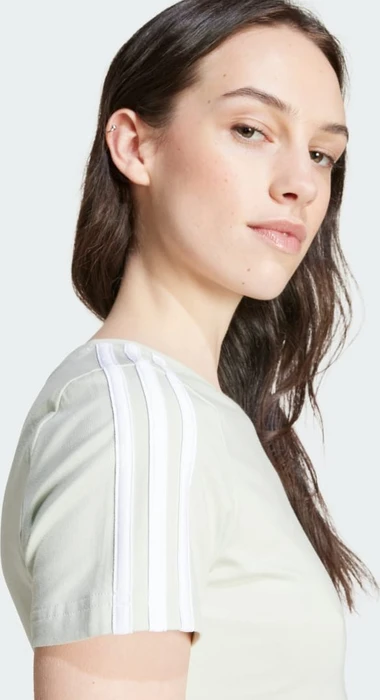 adidas Essentials 3-Streifen T-Shirt kurzarm linen green (Damen)