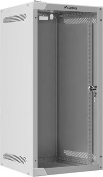 Lanberg WF10 Series 10" Rack Wandschrank 12HE, hängend, Flatpack, Glastür, IP20, RAL 7035, 310mm tief