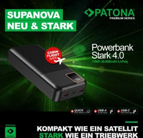 Patona Premium Powerbank Stark 4.0 PD22.5W 20000mAh schwarz