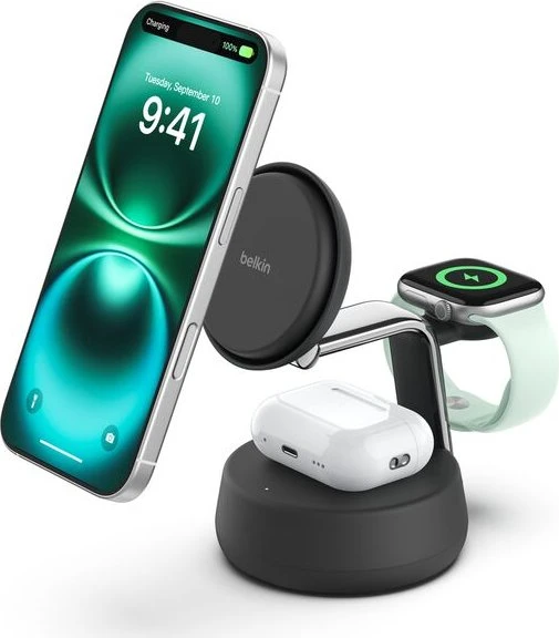 Belkin UltraCharge Pro Magnetische 3-in-1-Ladestation mit Qi2 (25W) schwarz