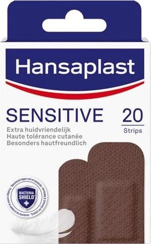 Hansaplast Sensitive Hautfarben Dunkel Strips, 20 Stück