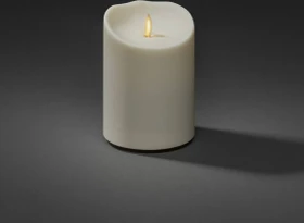 Konstsmide Echtwachskerze 14cm cremeweiß LED 1x warmweiß, 1 Stück