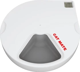 Closer Pets Futterautomat Cat Mate C500, 5x 330g, Display, Timer, grau/weiß, Ø29cm