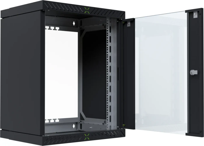 EFB Elektronik X-Rack 19" Wandgehäuse 15HE, fest, eigenbelüftet, tiefenverstellbar, 400-600mm, Sicherheitsglastür, IP20, RAL 9005, 600mm tief