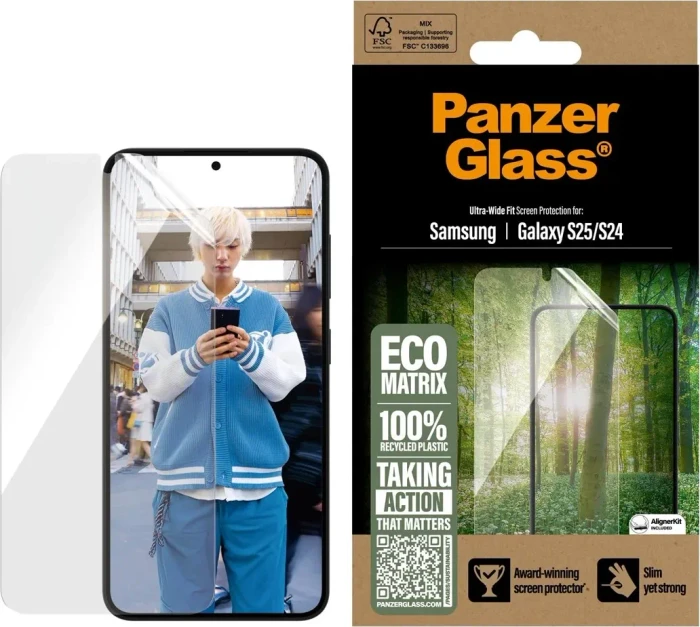 PanzerGlass Eco Matrix Screen Protector Ultra-Wide Fit für Samsung Galaxy S25