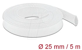 DeLOCK Geflechtschlauch dehnbar, 25mm, 5m, weiß