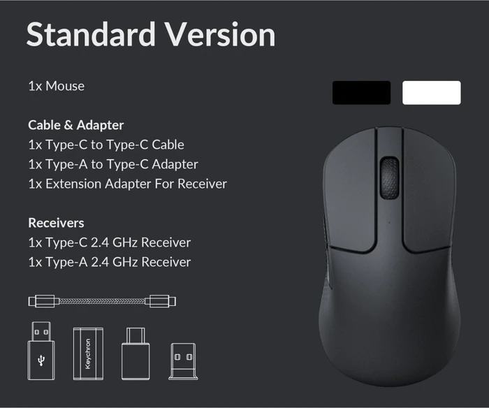 Keychron M3 mini Wireless Mouse schwarz, USB/Bluetooth