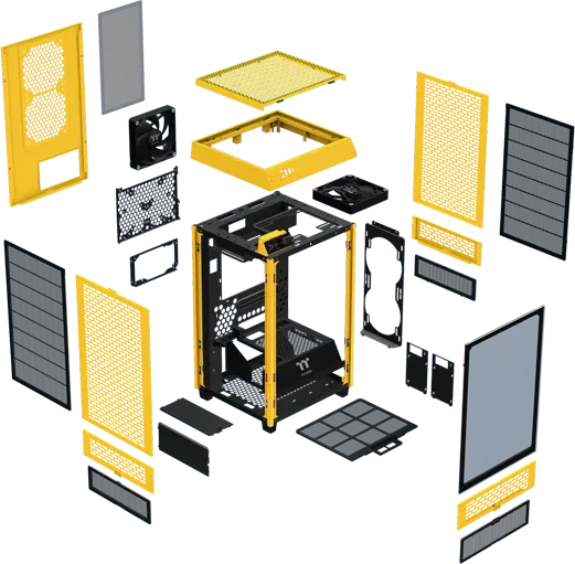 Thermaltake The Tower 200 Bumblebee, gelb, Glasfenster, Mini-ITX