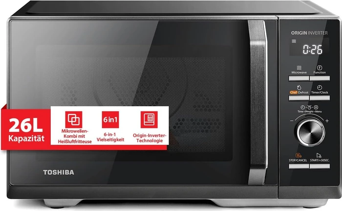 Toshiba MW3-AC26SFI-BK Mikrowelle mit Grill/Heißluft schwarz