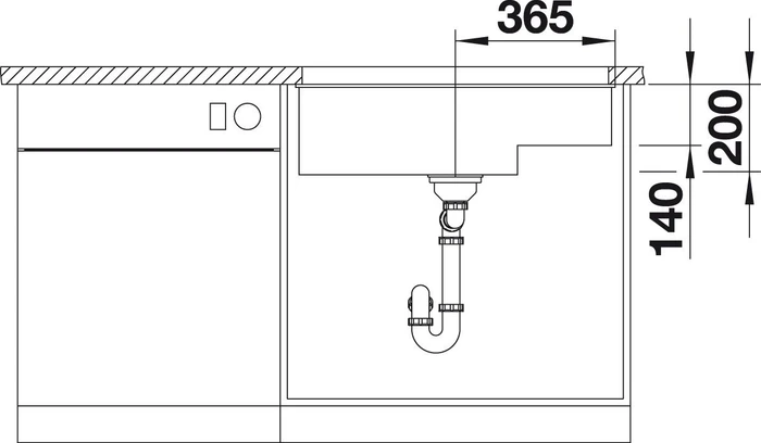 Blanco Subline 700-U Level Unterbau Becken mittig mit Ablauffernbedienung schwarz