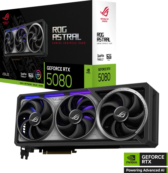 ASUS ROG Astral GeForce RTX 5080, ROG-ASTRAL-RTX5080-16G-GAMING, 16GB GDDR7, 2x HDMI, 3x DP