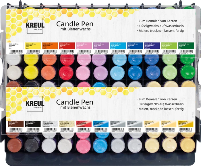 Kreul Candle Pen Kerzenmalfarbe Warenpaket, 20 Farben, 29ml, 110er-Pack
