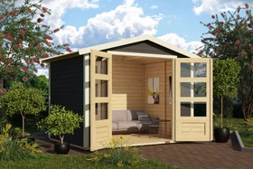 Karibu Amberg 3 Gartenhaus terragrau