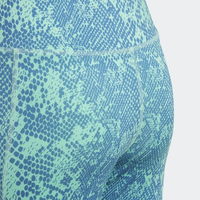 adidas Aeroready Animal-Print Optime High-Rise Pocket Hose 7/8 easy green/blue fusion/white (Junior)