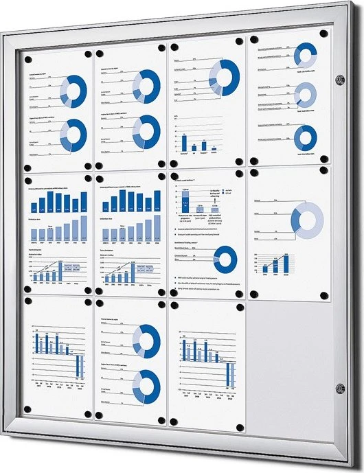 JansenDisplay Schaukasten 12x A4, Dokumentenhalter, silber, 96.1x100.4cm (SCS12XA4)