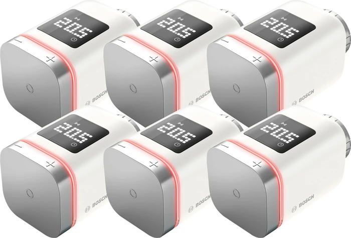 Bosch Smart Home Heizkörper-Thermostat II [+M] Matter, weiß, Funk-Heizkörperthermostat, 6er-Pack